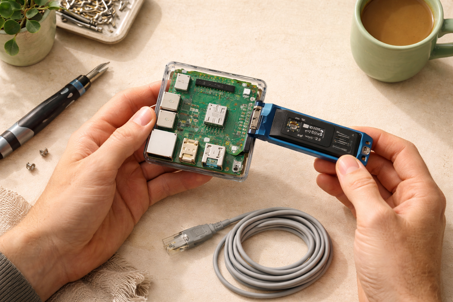 A Raspberry Pi running the Home Assistant installer